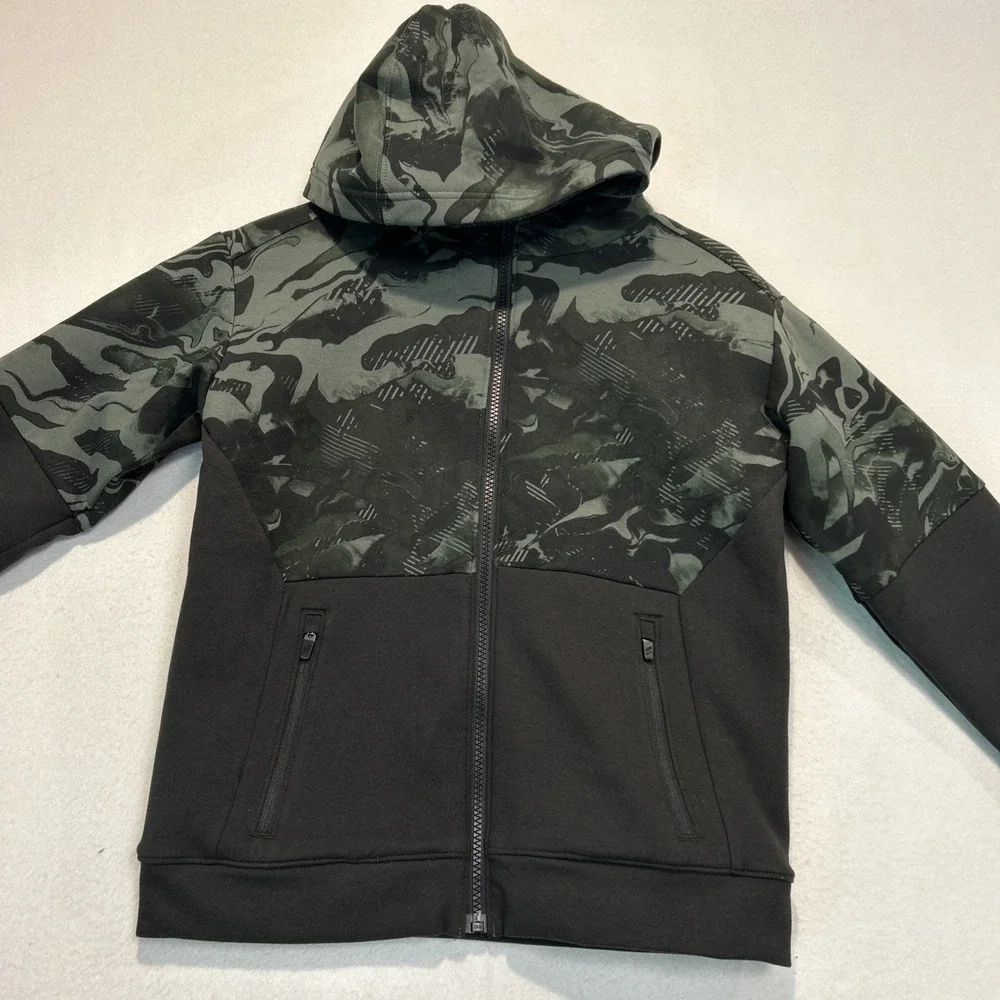 DSG Boys Sport Sherpa Jacket Medium Green Black Full Zip Hooded CKP6985CN